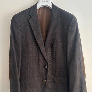 $1200 Hugo Boss Prince of Wales Check Elbow Patch Sport Coat / Blazer- 38
